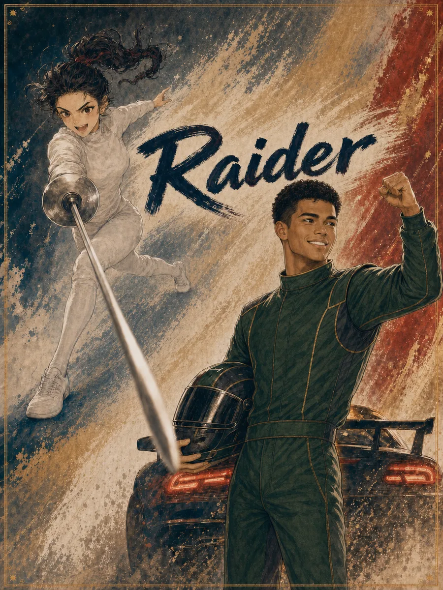 Raider (劫财) character card — fencer and racing driver