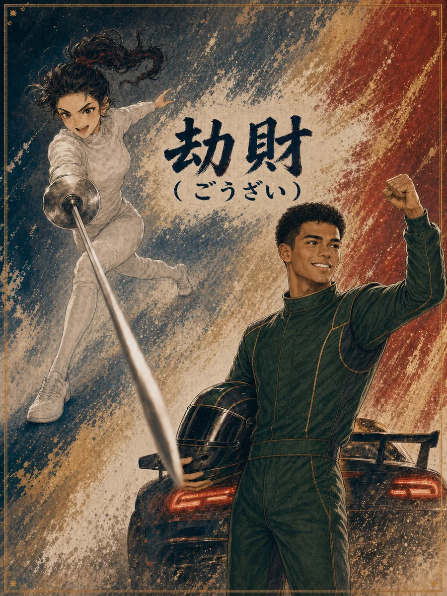 劫財 人物カード — フェンシング選手とレーシングドライバー