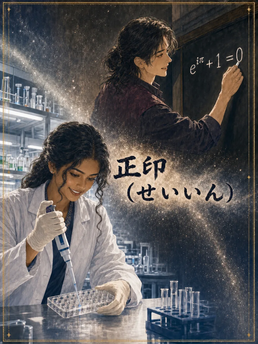 正印 人物カード — 生命科学研究者と数学者