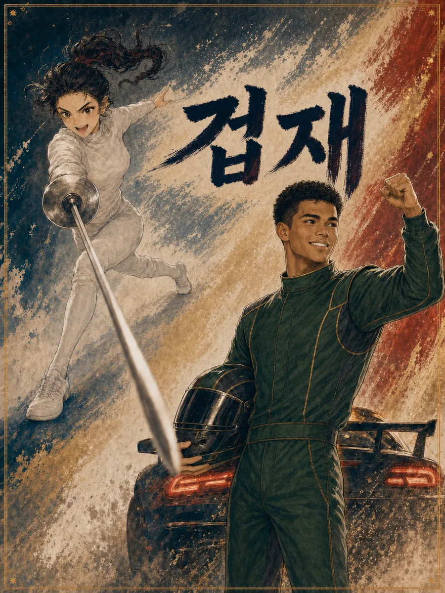 겁재 (劫财) 인물 카드 — 펜싱 선수와 레이싱 드라이버